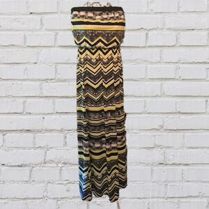 Old Navy Strapless Chevron Maxi Dress - Black, Yellow, White